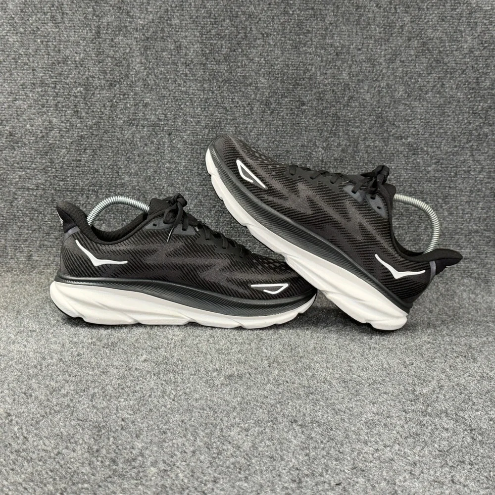 Hoka Clifton 9 Running Shoes Men's 11 Black White Athletic Run Training Sneakers